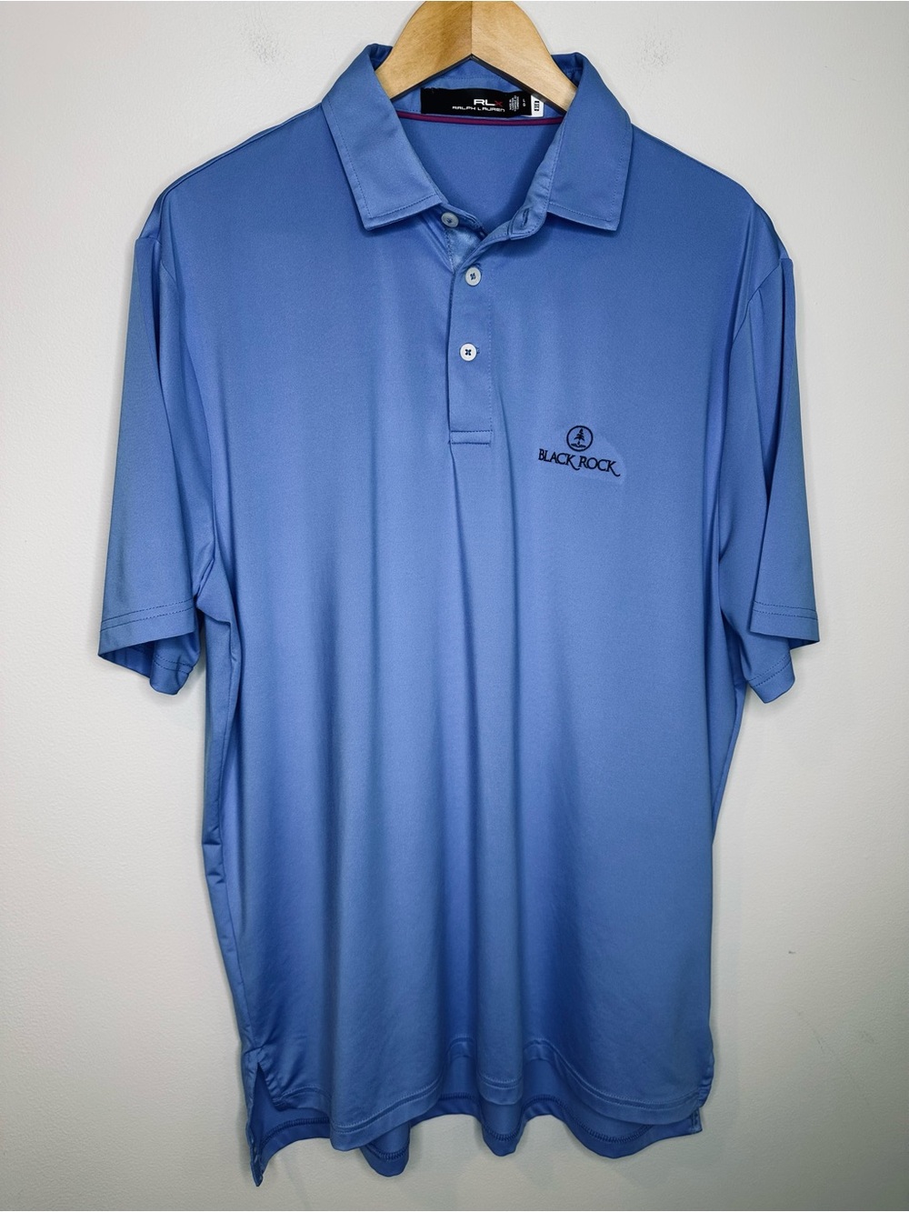 Ralph Lauren RLX Golf Shirt in Blue/ Club at Black Rock/ Large EUC